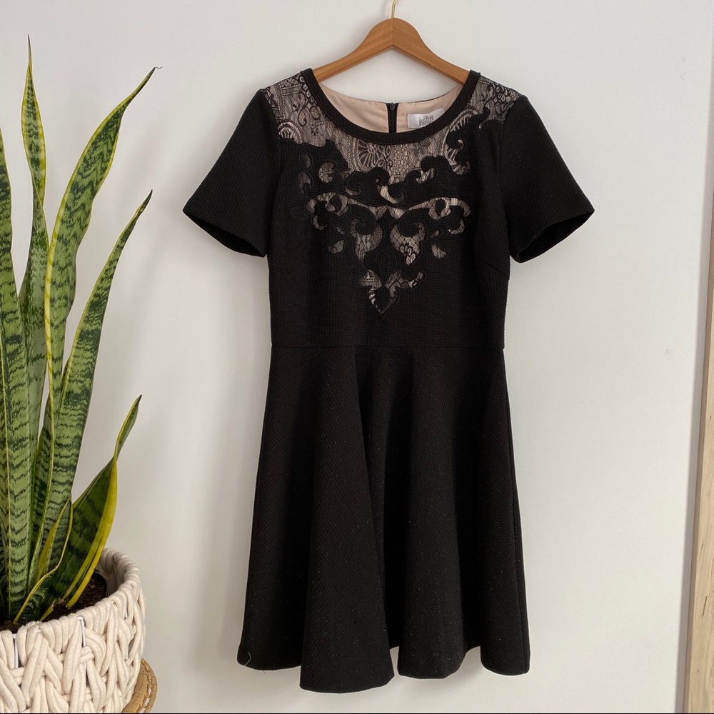 Badgley Mischka black lace sparkle cocktail dress